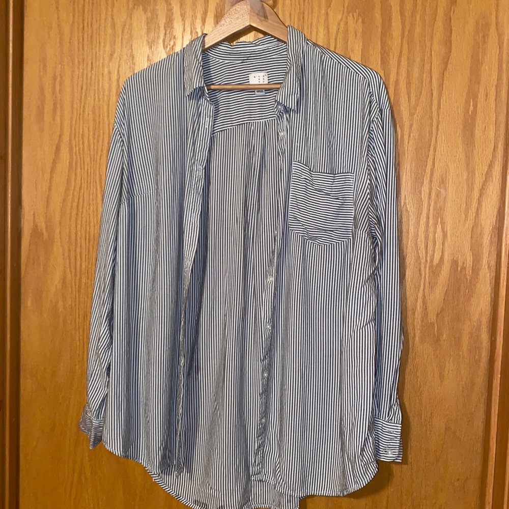 Grey striped button up